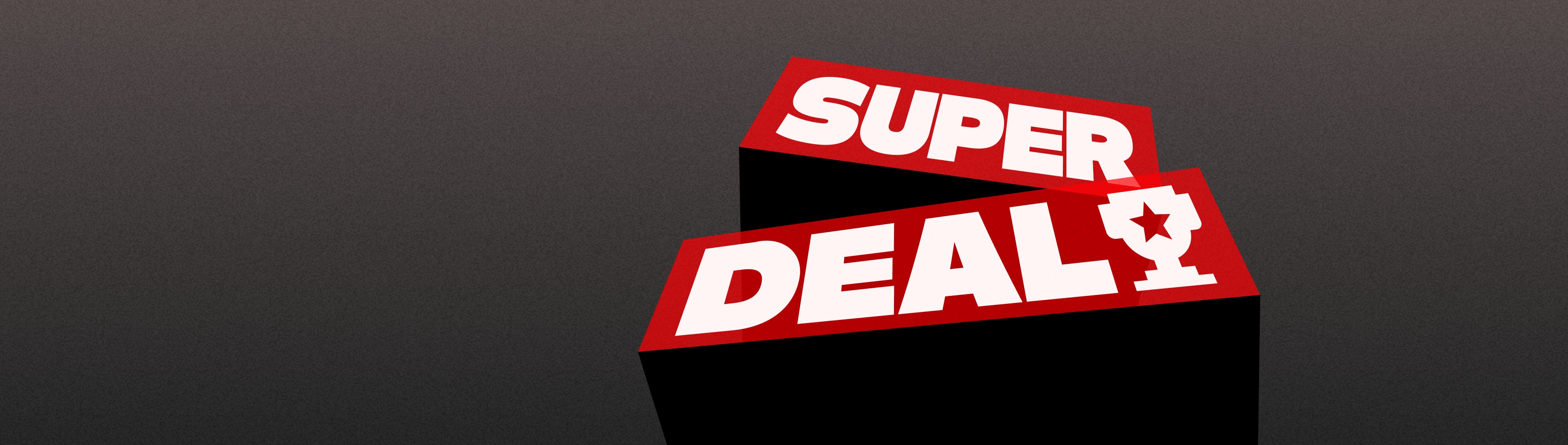 입체적인 빨간 박스 위에 ‘SUPER DEAL’ 문구가 강조된 그래픽으로, 특별 할인이나 프로모션을 홍보하는 비주얼.